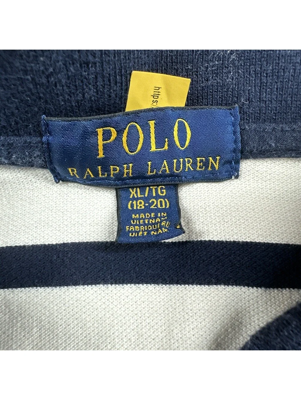 Polo Ralph Lauren Bear Polo Boys XL 18/20 White Stripe Shirt Graphic Classic